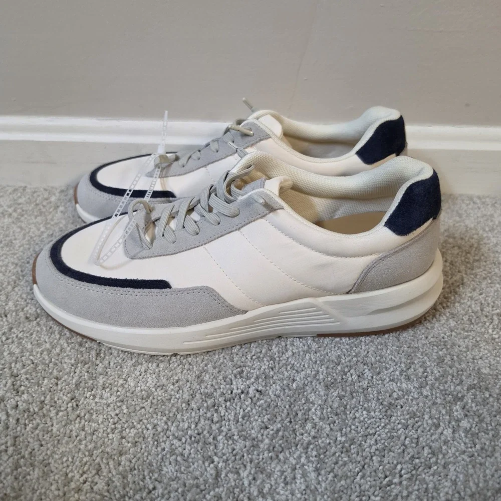 Men's Peter Millar Journeyman Sneakers Ivory Navy Blue MF25EF3 New Size 9.5